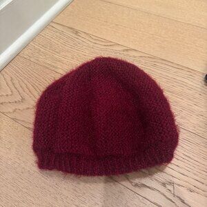 My Mom Knitted This! | Soft Beanie | Burgundy with Silver Sparkle Thread